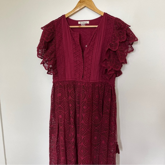 BAYBALA Lindsey Maxi Dress Cranberry Cotton cinched or Relaxed Waist Size M - Picture 3 of 7